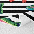 thumbnail image 5 of Manfei Whimsical Trout Quilt King, Stripe Abstract King Coverlet Set, Black White Orange, 3-Piece, 1 Bedspread and 2 Pillowcases, 5 of 7