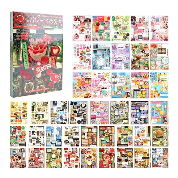 KAISA 45 Sheets Japanese Sticker Book,800  Pcs Showa Retro Manga Style Aesthetic Stickers for Diy Scrapbooking,Gifts,Journaling & Notebook Decoration,Includes Tweezers