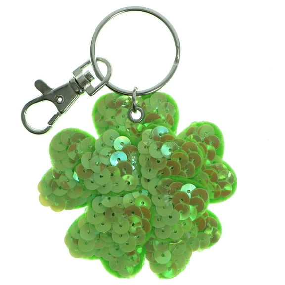Green Sequin Flower Keychain With Trigger Snap KEKC4397