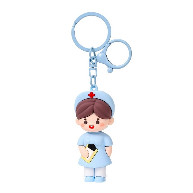 Llavero con dibujos animados de Nurse Angel Soft Rubber Nurse con portapapeles