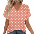 thumbnail image 2 of Aimik Women's Casual Random Polka Dot Print Short Sleeve V-Neck T-Shirt Summer Fashionable and Comfortable Loose Womens Tops, 2 of 6