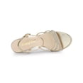 thumbnail image 4 of BLISSFUL STEP Women's Shoes Rhinestone Ankle Strap Kitten Heel Open Toe PU Buckle Sandals  Gold 9.5, 4 of 8