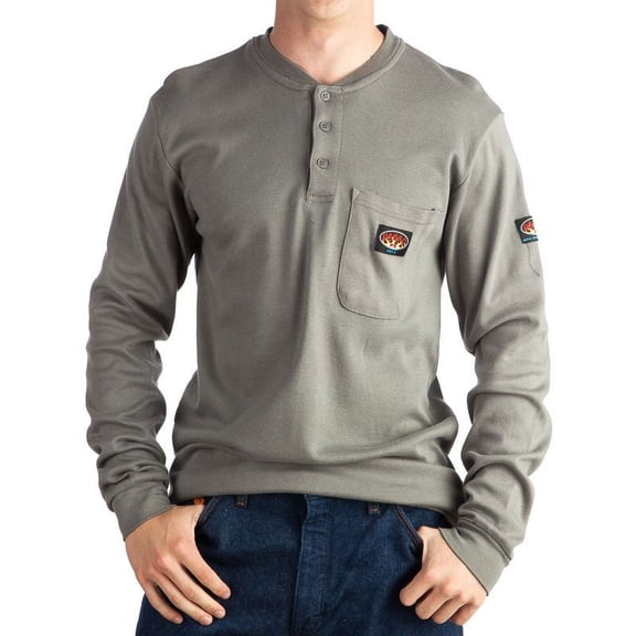 Rasco Fr Clothing Mens Rasco Long Sleeve Flame Resistant FR Henley T Shirt M Grey