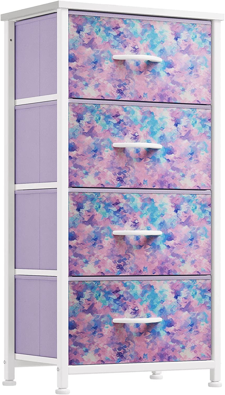 YITAHOME 4-Drawer Dresser - Tie-dye Purple, Steel Frame YITAHOME 4-Drawer Dresser - Tie-dye Purple, Steel Frame
