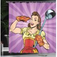 thumbnail image 4 of Ambesonne Wife Shower Curtain, Retro Housewife Cooking Dinner, 69"Wx84"L, Multicolor, 4 of 5
