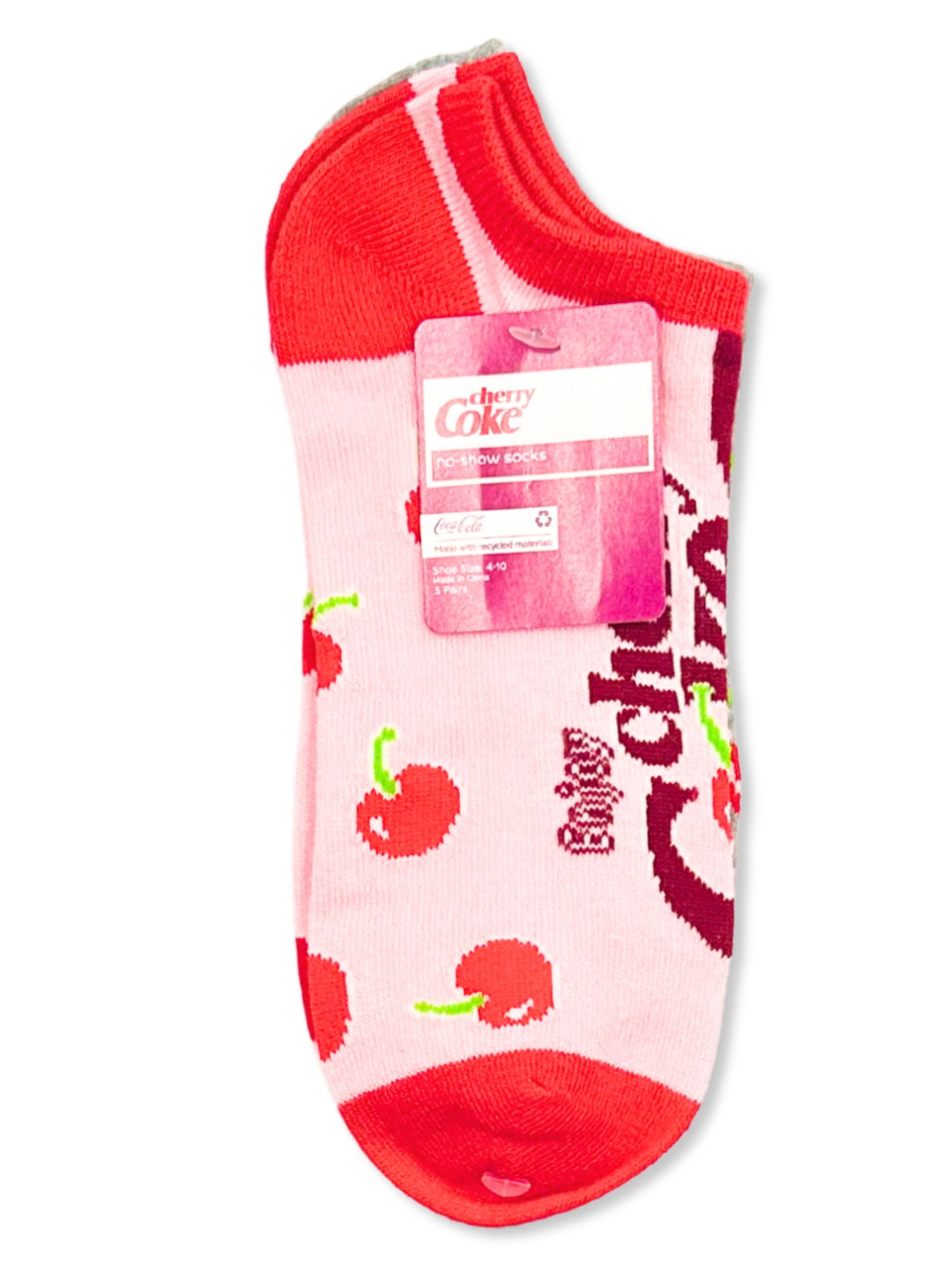 Cherry Coke Women's No-Show Socks, 3-Pack, Size 4-10