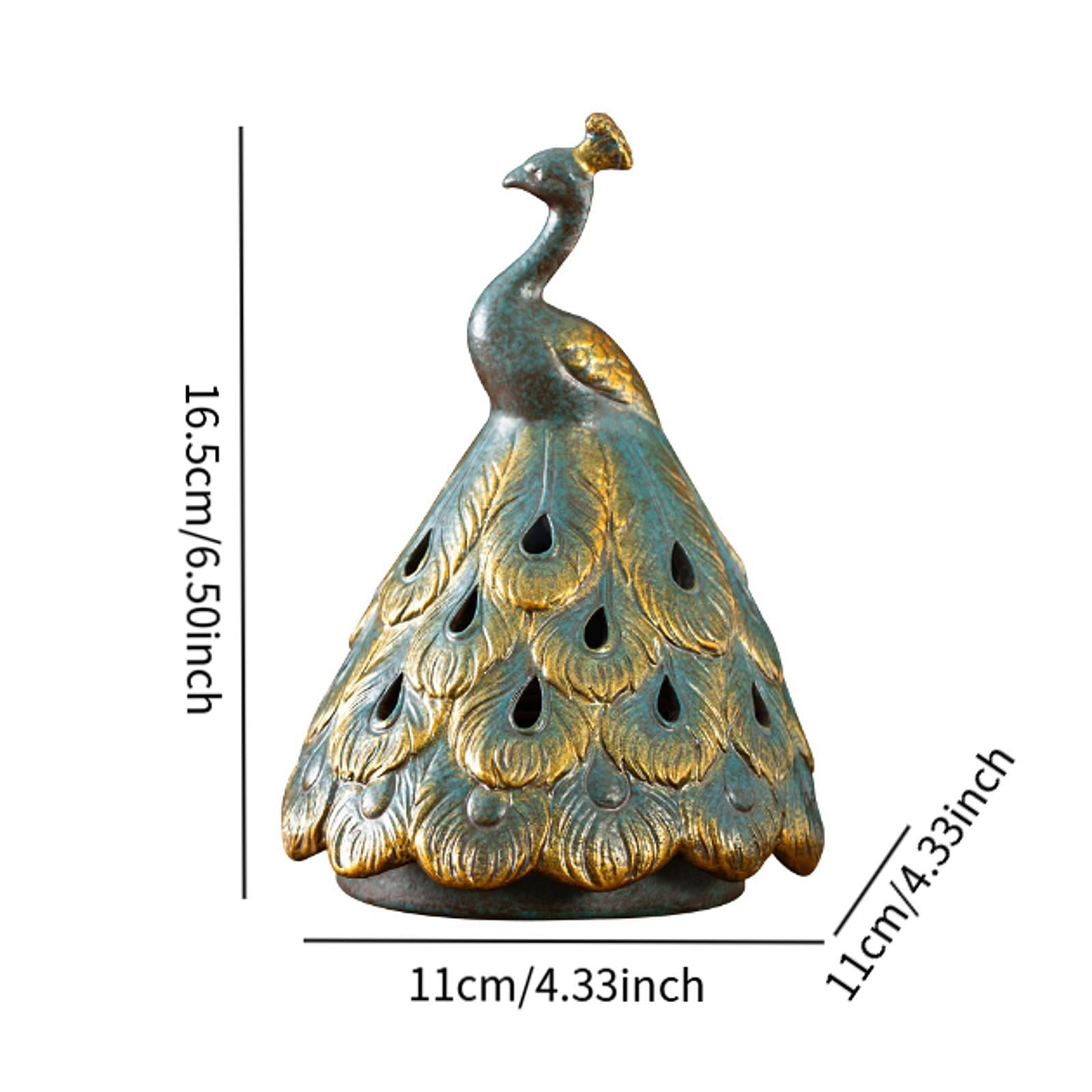 WLPZXP Ceramic Peacock Shaped Incense Burner 11x16.5cm Handmade Incense Holder Tabletop