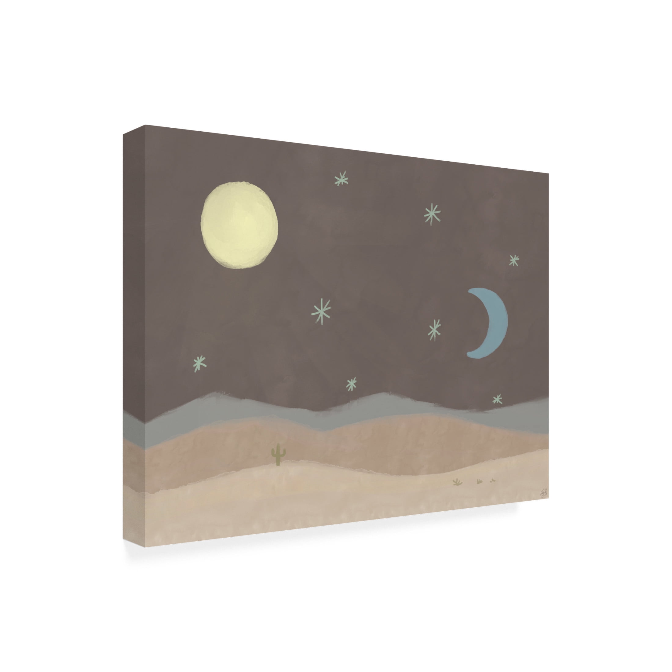 Canvas Wall Art - Line and Brush 'Calm Desert Landscape ' Wall Art for Living Room, Bedroom, or Office Décor by Trademark Fine Art - 24 x 18 Inches