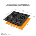 thumbnail image 4 of FLINE | Combo parrilla de gas y campana extractora 60 cm | Pared Tipo T | Negra | OS4NI60, 4 of 5