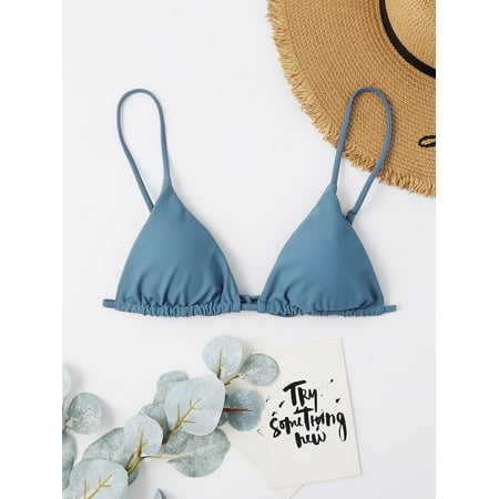 SHEIN Swim Summer Beach Solid Triangle Bikini Top