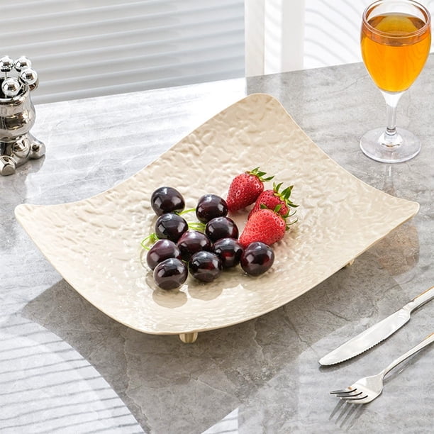 Cesta de malla de plástico decorativa de la bandeja de frutas para la sala de estar, la mesa de café, la cocina del hogar Soporte de bocadillos redondo de 13 "Contenedor de frutas secas de caramelo