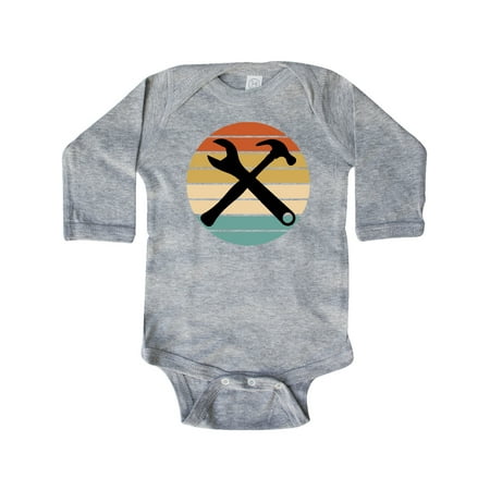

Inktastic Construction Tools Retro Sunset Gift Baby Boy or Baby Girl Long Sleeve Bodysuit