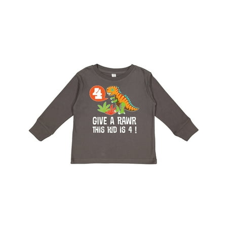 

Inktastic 4th Birthday Party Dinosaur Outfit Gift Toddler Boy Girl Long Sleeve T-Shirt