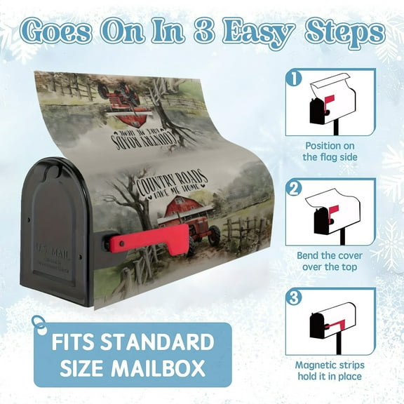 YOPINCO Farmhouse-style Mailbox Covers Magnetic ,Mailbox Wraps Post Letter Box Cover for Garden Yard Decor-21x18 in