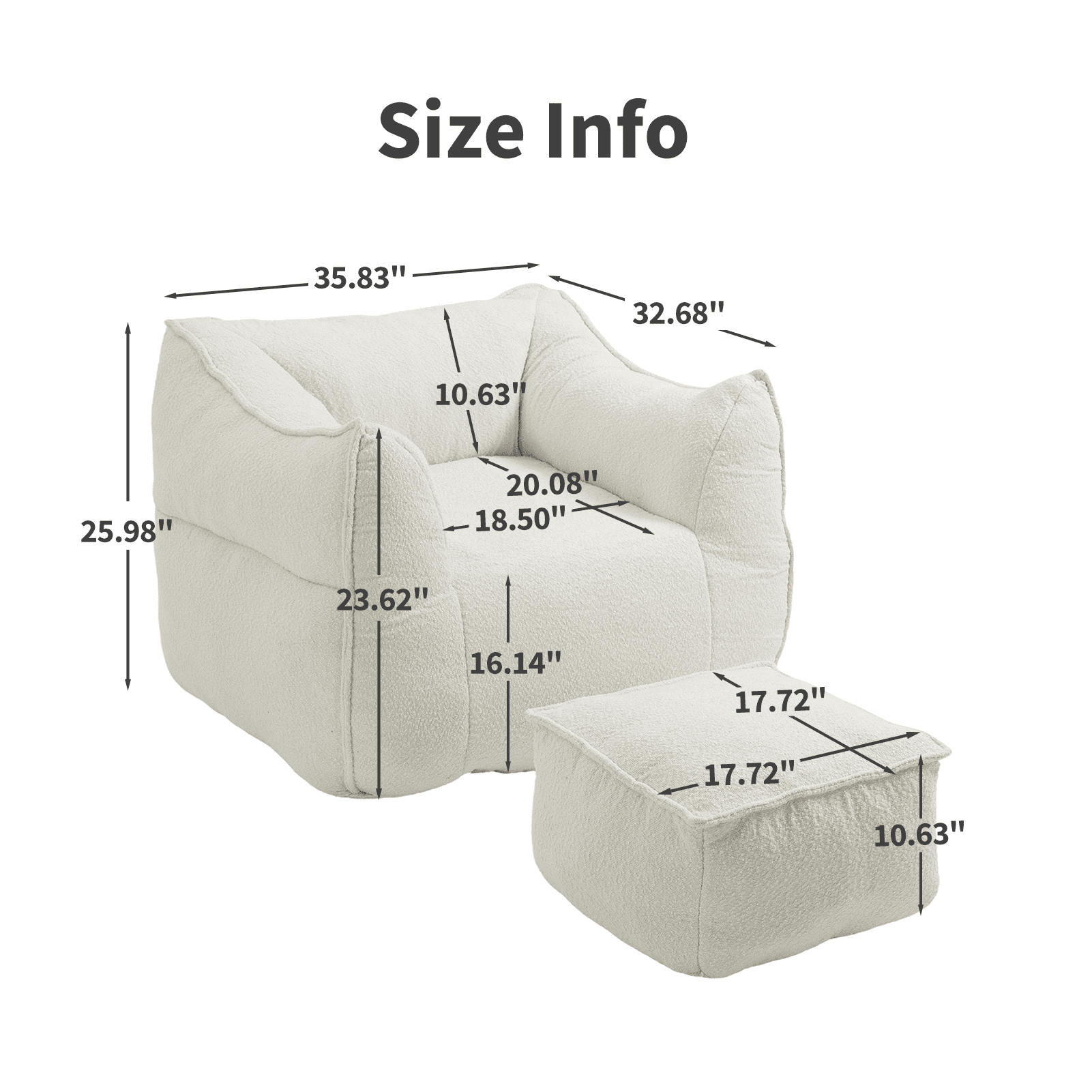 Bean Bag Chair Lazy Sofa/Footstool Durable Comfort Lounger High Back Bean Bag Chair Couch for Adults and Kids, Indoor & Outdoor