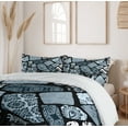thumbnail image 6 of Ambesonne Floral Duvet Cover Set, Modern Geometric Shapes, 2-Calking, Bluegrey Black White, 6 of 7