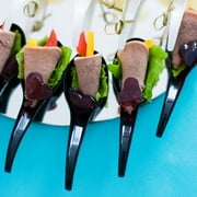 Tear Drop Tasting Spoons - Appetizer Spoons - Tasting Spoons -50 count- Disposable Black Plastic - Ideal for Appetizers, Desserts, Dips, Sauces and More!