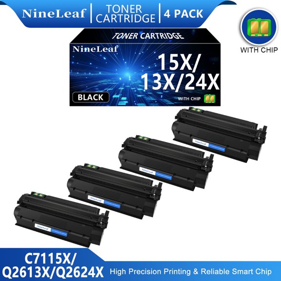 NineLeaf Compatible Toner Cartridge Replacement for  15X C7115X 15A C7115A 13X Q2613X Work with Laserjet 1000 1200 1220 1330 3300 3310 3320 3330 3380 Series Printer (Black, 4-Pack)