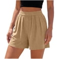 thumbnail image 3 of Oksale Summer Shorts for Women Casual Comfy Knit Shorts with Pockets Stretch Waisted Summer Clothes 2026 Khaki S, 3 of 7