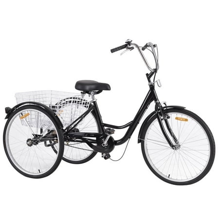 Costway 26'' Single Speed 3-wheel Bicycle Adult Tricycle Seat Height Adjustable w/
