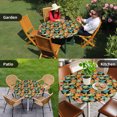 thumbnail image 4 of Fall Orange Green Maple Leaf Round Tablecloth for 55-60 Inch Tables,Fitted Table Cover with Elastic Edge,Watercolor Botanical Retro Waterproof Outdoor Table Cloth Protector for Patio Garden Dinner, 4 of 9