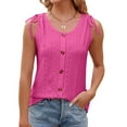thumbnail image 6 of FAIWAD Summer Tank Tops for Women Sleeveless Drawstring Shoulder Tops Casual Button Front Camisoles Blouses, 6 of 6