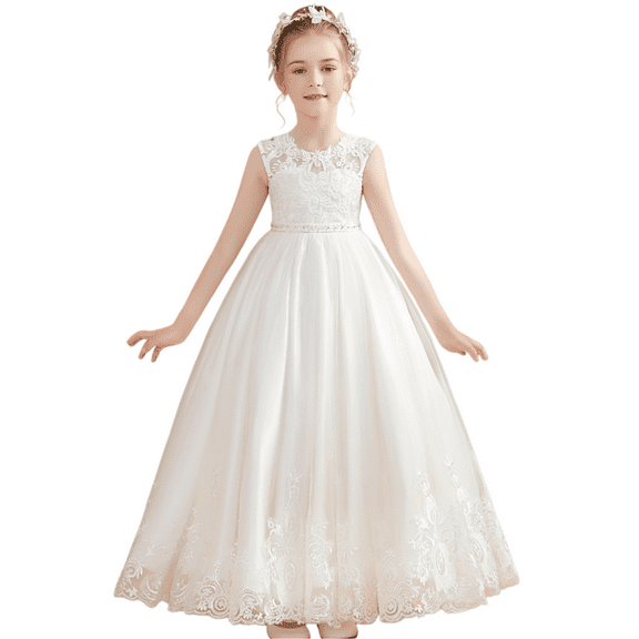 Flower Girl Dress Applique First Communion Special Occasion Wear for Kids Stylish and Adorable Dress for Wedding (2 -3Years）