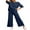 A Blue, variant on DOKOTOO 2 Piece Outfits for Women Lounge Sets Half Sleeve Knit Sweater Tops Matching Set Wide Leg Pants Tracksuit 2XL