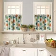thumbnail image 2 of Mid Century Vintage Valances Set for Kitchen, Teal Green Yellow Orange Geometric Modern Retro Home Decor Rod Pocket Window Drapes for Living Room Dining Room Office 52x18 Inch + 27x36 Inch X 2, 2 of 5