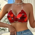 thumbnail image 4 of Kilaqueen Sparkly Sequin Bras for Women Spaghetti Strap Halter V Neck Bikini Tops Fashion Sexy Club Party Festival Outfits, 4 of 6