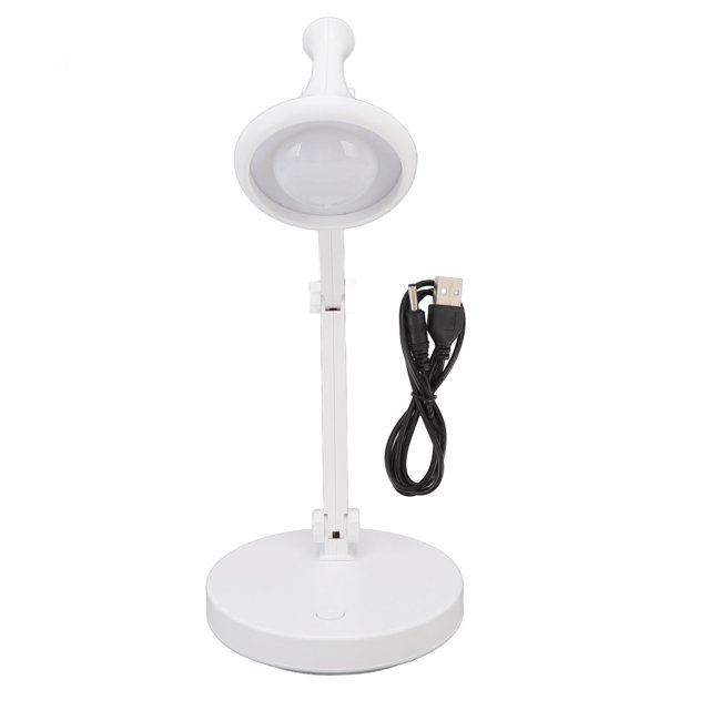 Lámpara de mesa LED con soporte de brillo de 2 engranajes, lámpara moderna ajustable y amigable para los ojos para dormitorio de estudio, color blanco