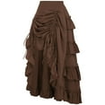 thumbnail image 4 of LWavelet Tiered Ruched Asymmetrical Satin Maxi Skirt Women Gothic Style Party Casual Unique Bottoms Brown XL, 4 of 9
