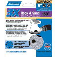 Norton 04036 5-Inch 5 and 8 Hole P150 3X Hook and Loop Discs 50-Pack