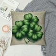thumbnail image 2 of Leisuo St Patrick's Day Lucky Charm Shamrocks Four Leaf Clovers Cream Burlap Throw Pillow Cover Cushion Case Sofa Decorative Oblong, 2 of 5