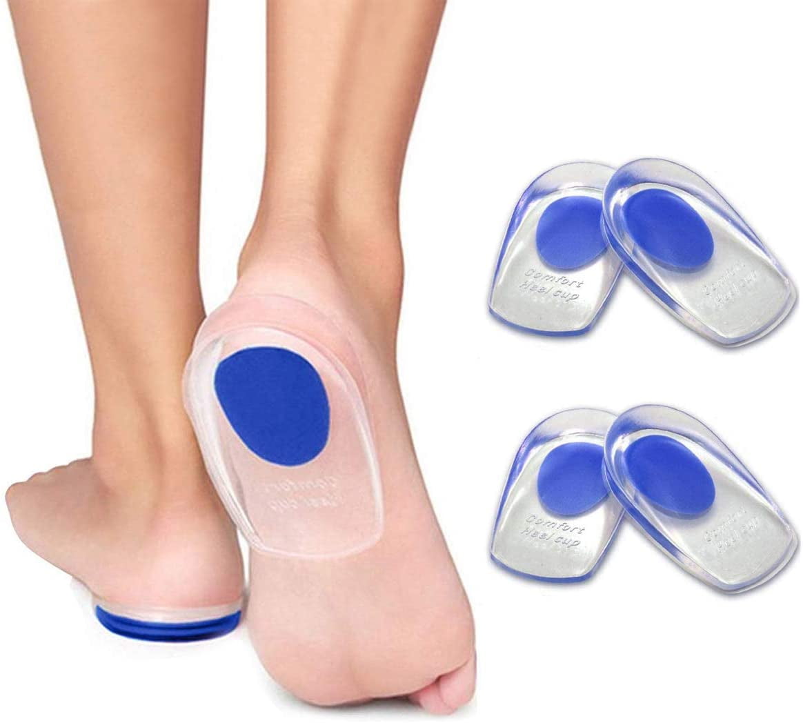 Gel Shoes Insoles Cushion Heel Cup Massage Pads Inserts Heel Pain Spur Soft 