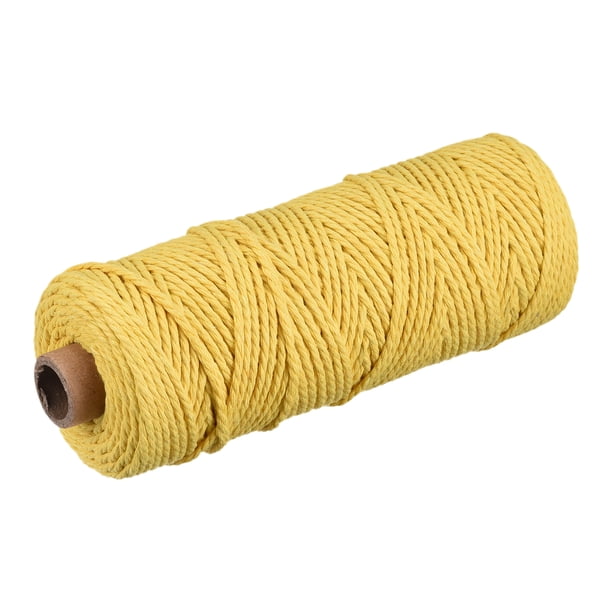 Algodón Cuerda Retorcido Trenzado Cuerda Cordón, Limón Amarillo 100m/109 Yardas 2mm Diámetro para Pared Colgar, Plantas Colgar, Tejer, Macramé Anudar