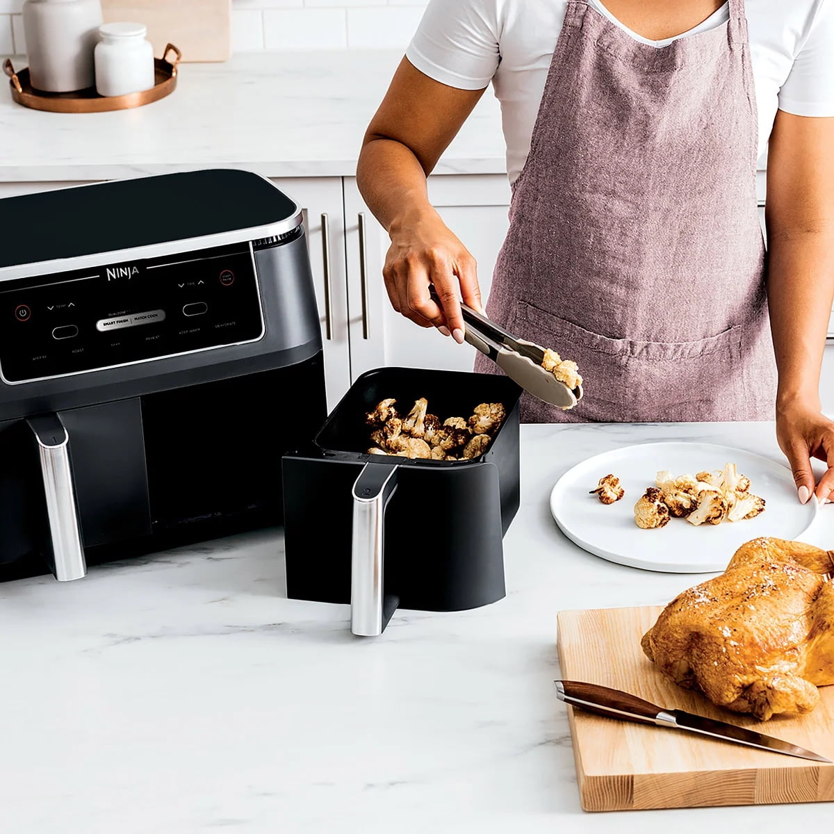 Ninja, Air Fryer, Foodi 6-in-1 XL 2-Basket, with DualZone Technology, 1700 Watts, Non-Stick, Black