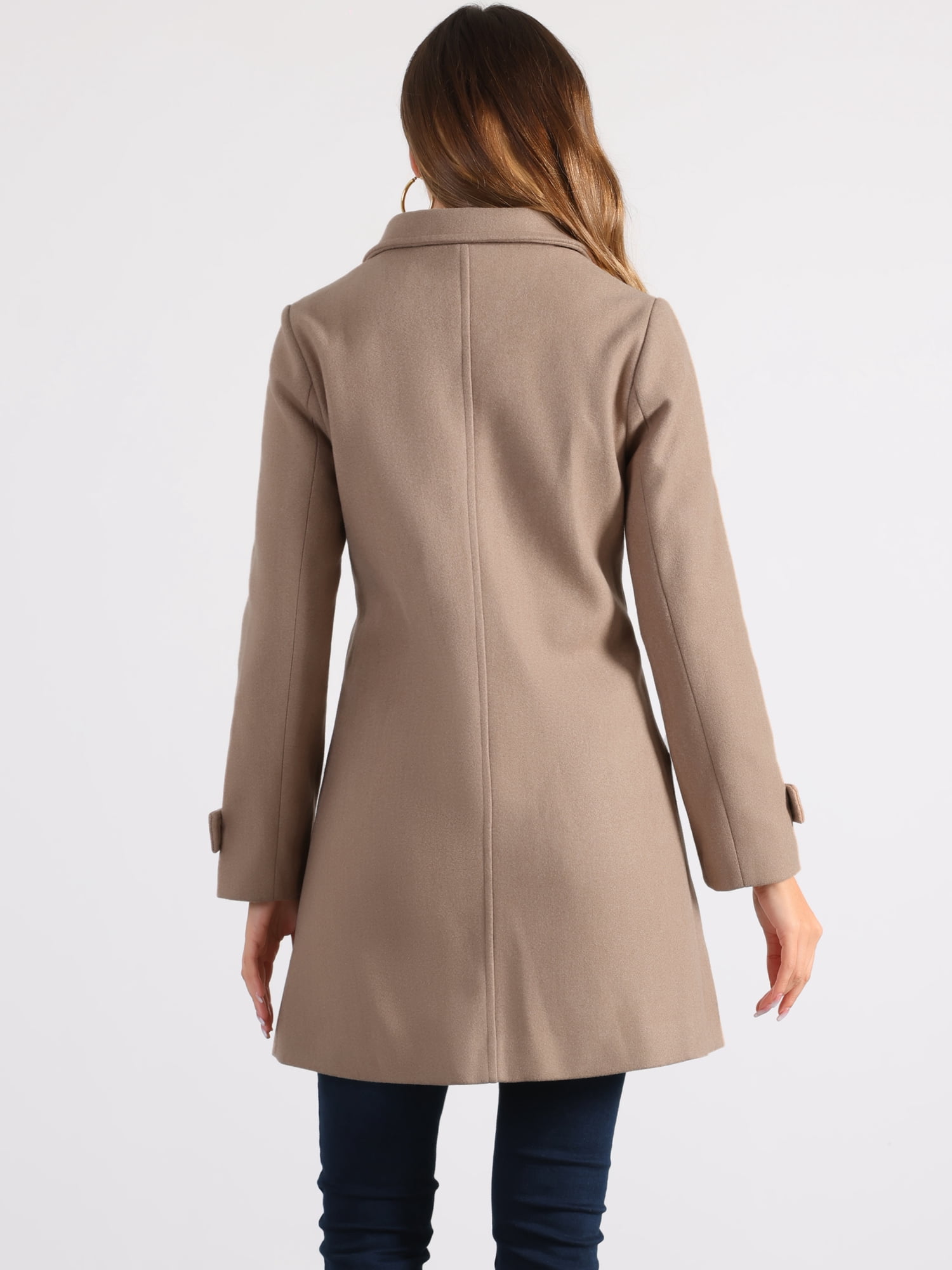 DARING DIVA Women's Peter Pan Collar Winter Outwear Trench Pea Coats Taupe khaki M