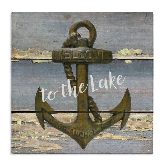 Stupell Industries Rustic Lodge Rustic Welcome Anchor Canvas Art, 17 x 17, by Graffitee Studios