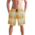 thumbnail image 4 of Dailycode Men's Quick Dry Swim Trunks Beach Shorts Casual Summer Board Shorts with Pockets, Amber Cream Plaid, 4 of 8