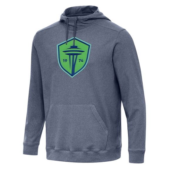 Men's Antigua Heather Navy Seattle Sounders FC Cloud Pullover Hoodie