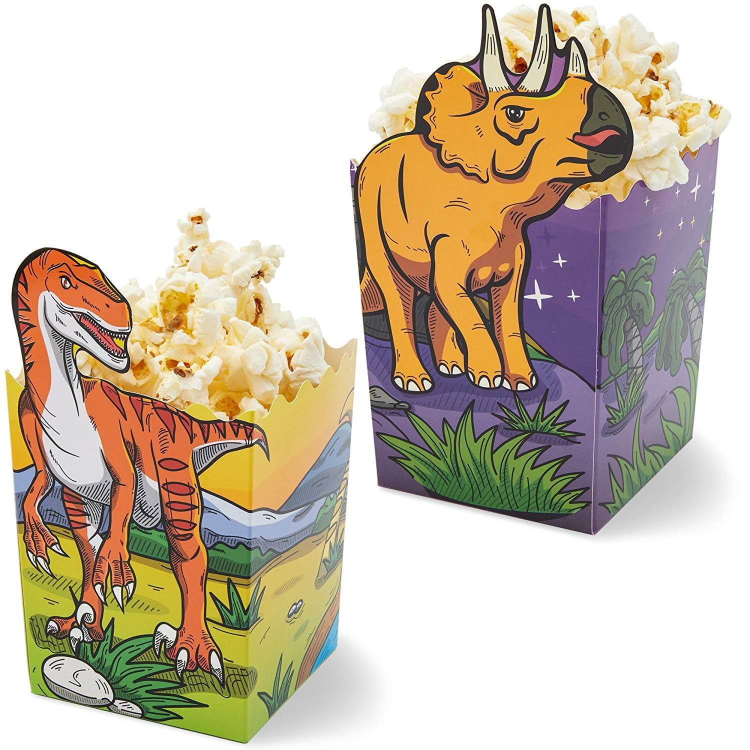 6 pcs Popcorn Boîtes Dinosaure Motifs jetables Party Supplies