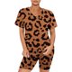thumbnail image 4 of ICHUANYI Clearance Women Two Piece Outfits Summer Short Sleeve Round Neck Biker Shorts Set Cycling Suit(Brown, XXL) ICHUANYI WER2023081501497, 4 of 7