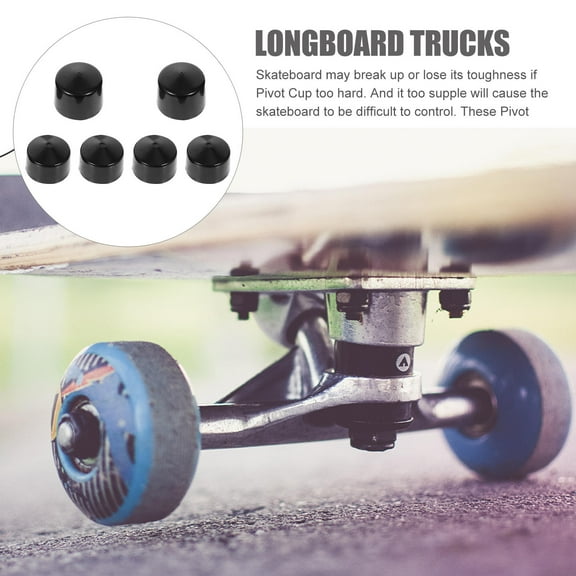 Worgeous 2 Sets Full Line of Support Trucks Rubbers Skateboard Pivot Cup Black