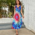 thumbnail image 4 of Colorful Swirls Tie-dye Sleeveless Dress Female Clothing Dress Women Summer 2025 Dress, 4 of 6