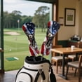 thumbnail image 3 of Uorisanigo Golf Head Covers, 3pcs Eagle American Flag Golf Club Covers for Woods and Driver Fairway Hybrid, PU Leather Headcovers for Club Protective, Fits Most Golfs Clubs, 3 of 7