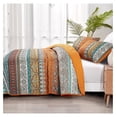 thumbnail image 3 of TiaGOC Orange Quilt Set Queen Size, Stripe Bohemian 3 Pieces Quilts Bedspread Set Boho Lightweight Microfiber All Season Bedding Coverlet Set for Queen Bed (96"x90"), 3 of 7