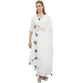 thumbnail image 4 of Phagun Women's Designer Chiffon Dupatta Indian Long Stole Tassel Scarfs-White, 4 of 5