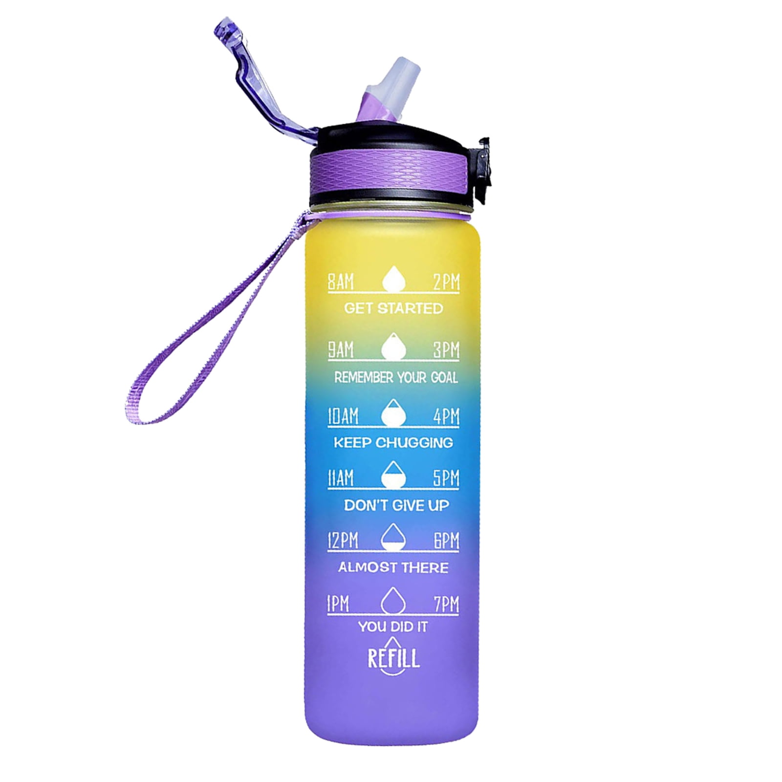 1000ml Water Bottle Time Marker Leakproof Bpa Frosted Gradient Cup