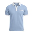 thumbnail image 6 of Golf Shirts for Men Turndown Collar Short Sleeve Polos Color Block Stretch Daily Casual Stylish Shirt,Sizes S-3XL, 6 of 7